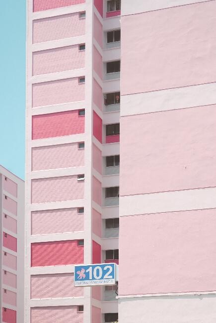 粉色可爱墙壁高层公寓图