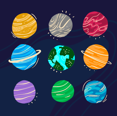 卡通太阳系行星抽象矢量素材