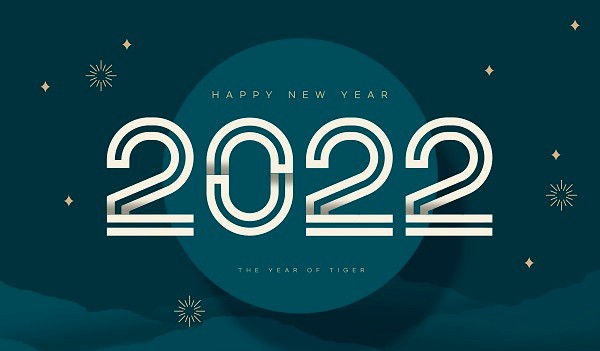 线条风2022新年艺术字设计
