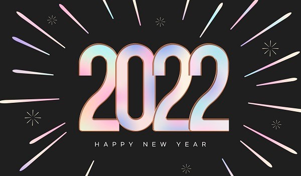 2022荧光新年快乐烟花数字艺术字