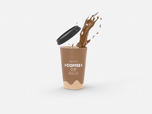 一次性咖啡外带纸杯包装样机素材设计