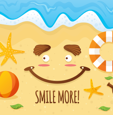 创意卡通夏季沙滩笑脸矢量素材