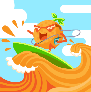 创意冲浪橙子卡通矢量素材