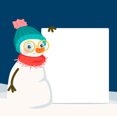 创意扶空白纸板卡通可爱雪人矢量素材