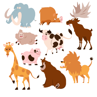 可爱野生动物卡通矢量素材