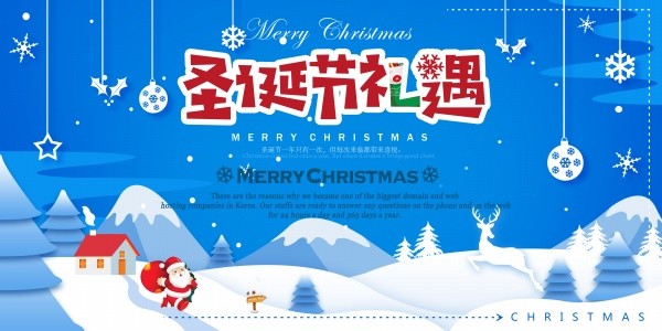 卡通清新圣诞节礼遇节日活动海报设计