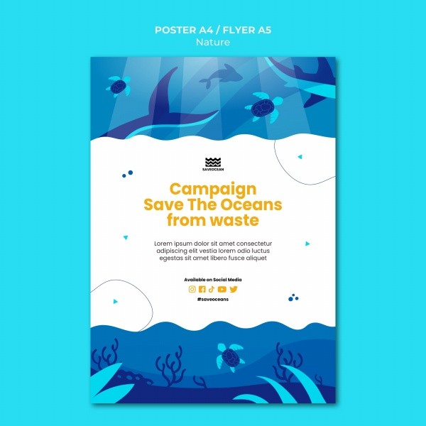 拯救海洋保护海洋环保宣传公益海报设计