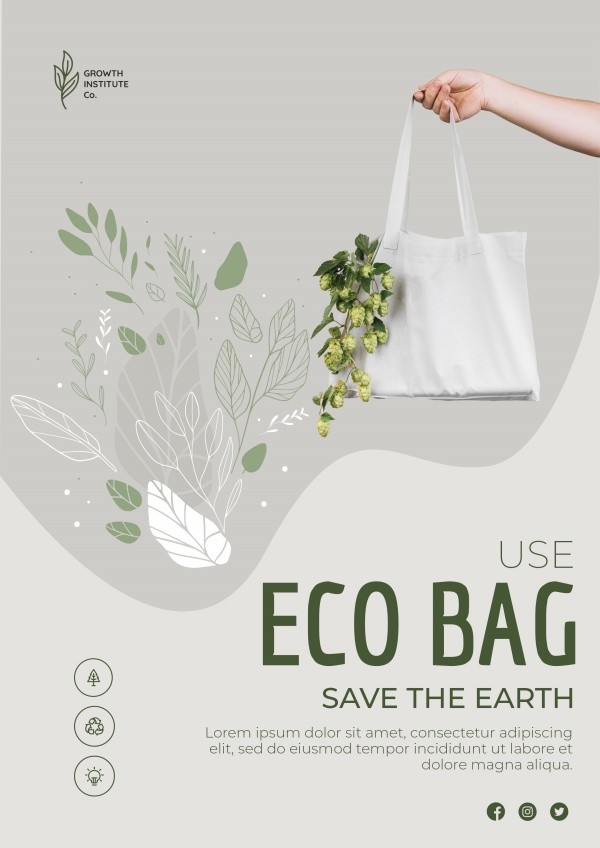 小清新环保购物袋宣传海报设计