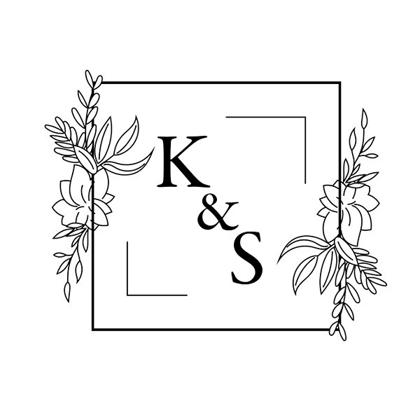 簡約線條風方形創意婚禮logo設計