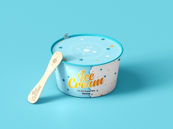 创意蓝色盒装冰淇淋包装设计
