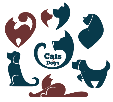 卡通可爱猫狗标志设计矢量素材