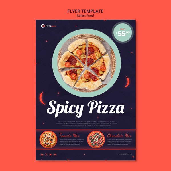 美味的意大利披萨宣传单设计