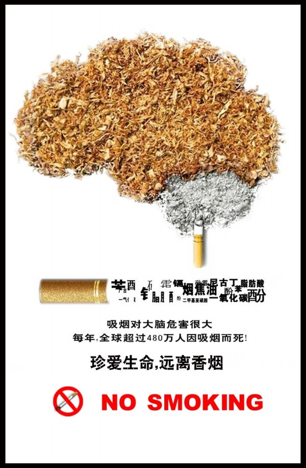 简约风禁止吸烟公益海报设计