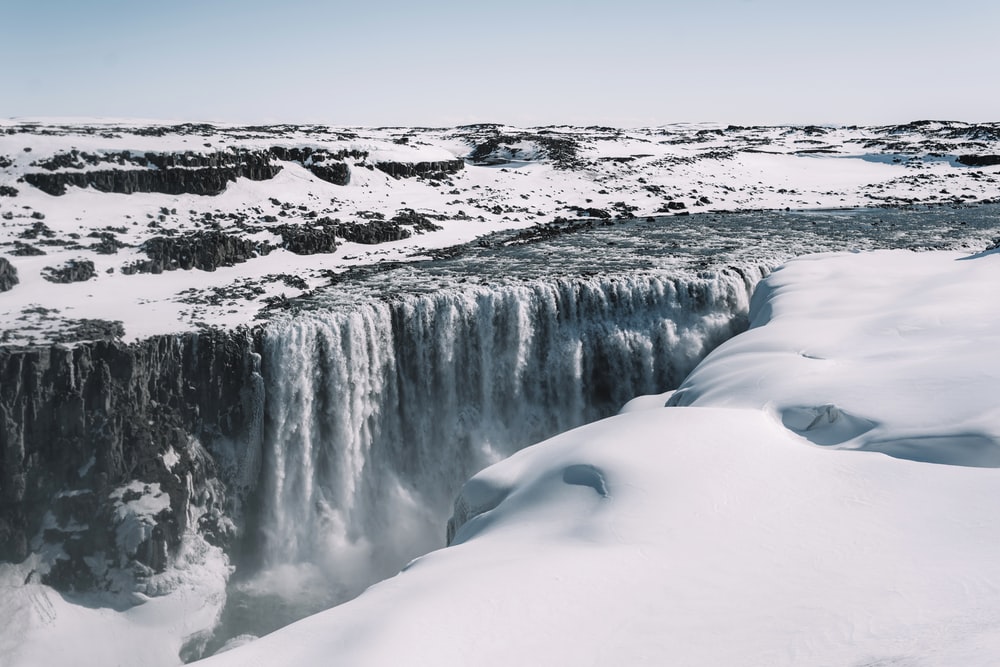冰岛冬季瀑布图片