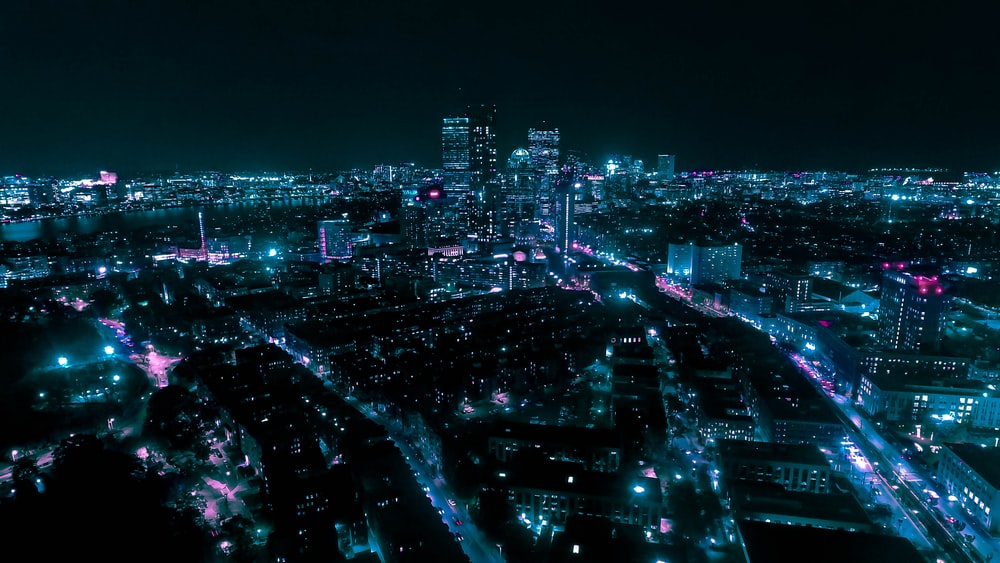 赛博朋克城市的夜景图片
