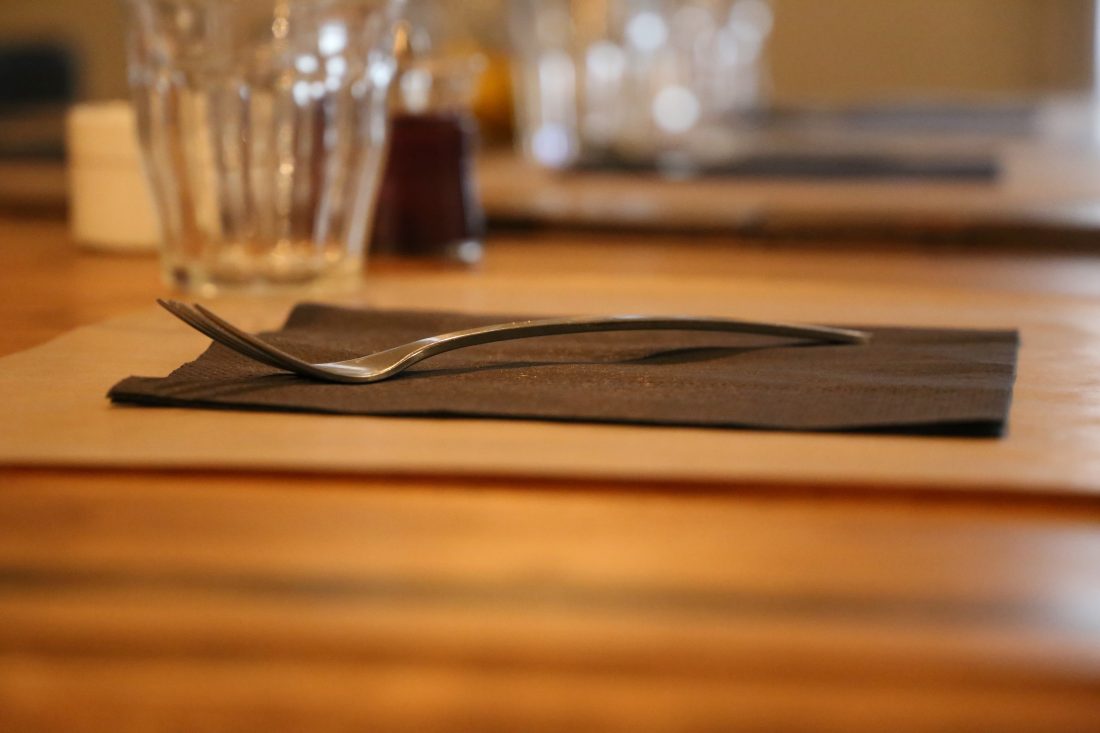 桌子上的叉子餐厅图片