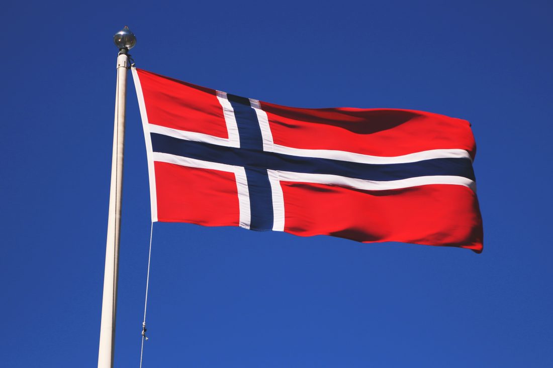 简约抽象飘扬的挪威国旗图片