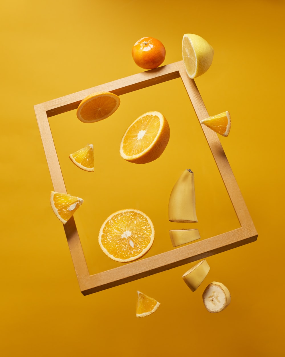 橙子橘子香蕉的相框食物图片素材