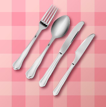 创意简约银色餐叉餐勺餐刀矢量素材