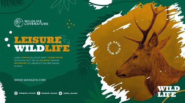 绿色创意野生动物横幅海报设计