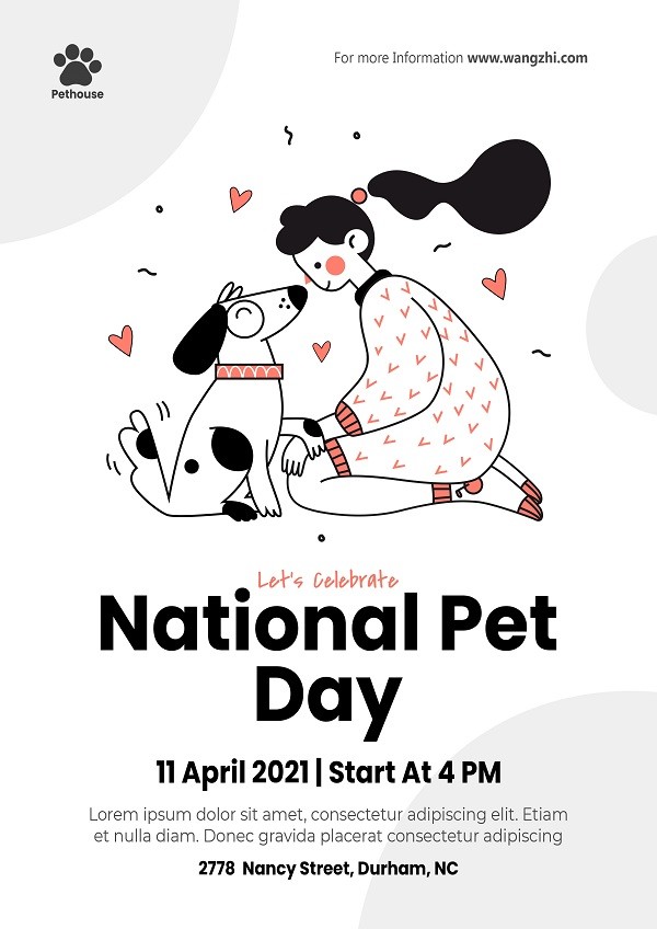 可爱卡通宠物日海报设计