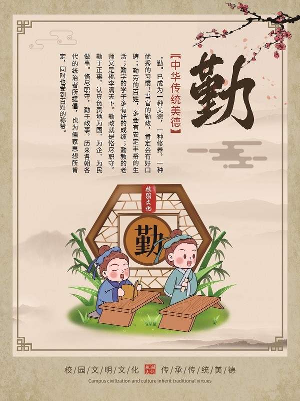 中华传统美德校园勤文化展板设计