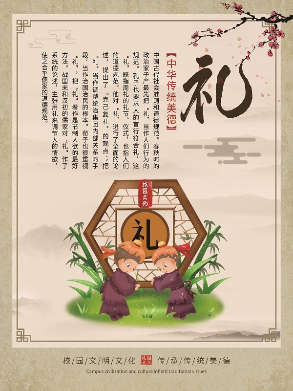 中华传统美德校园礼文化展板设计