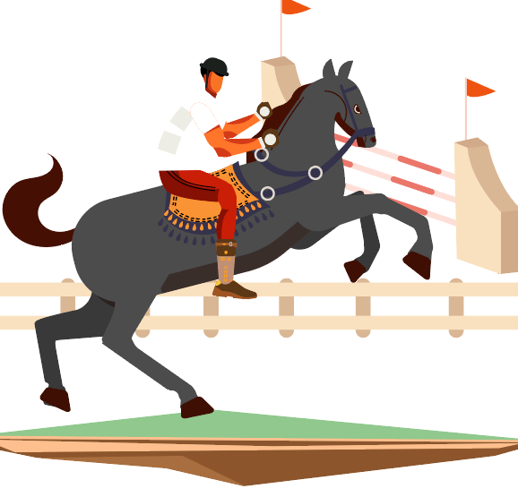 黑色卡通霸气男人骑马跨栏运动插画图片