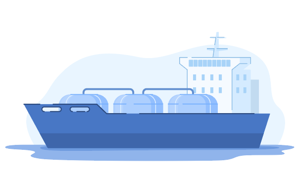 蓝色扁平风卡通手绘轮船旅游插画图片