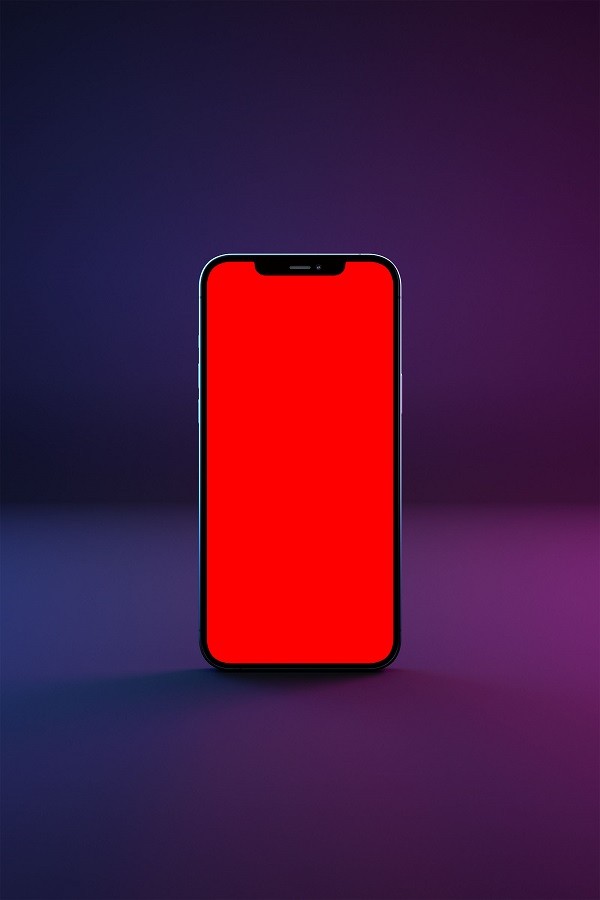 紫色立体手机屏幕展示样机