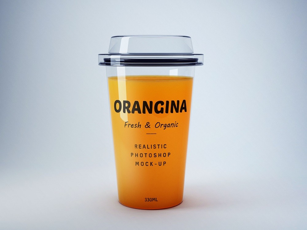 簡約風橙汁飲料杯樣機素材