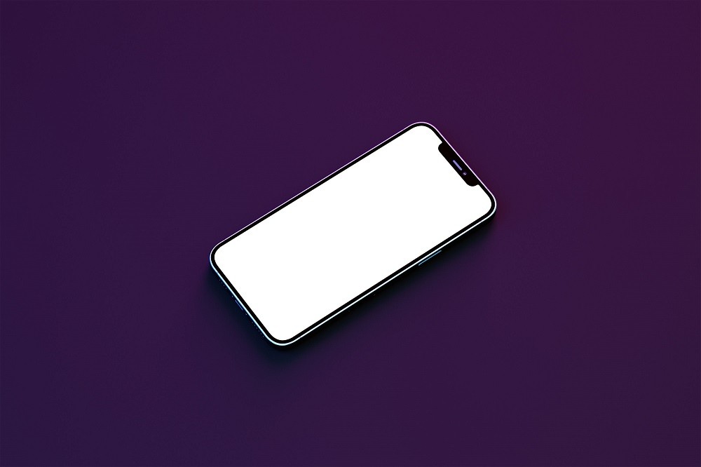 紫色极简风手机屏幕展示样机
