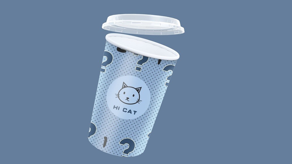 可爱立体猫咪咖啡杯饮品包装设计
