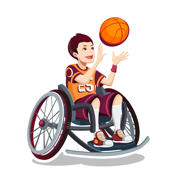 残疾儿童篮球运动员插画免抠素材