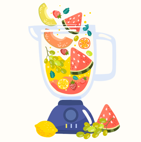 彩色创意卡通西瓜榨汁机矢量素材