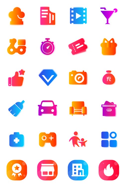 24个生活团购app图标渐变色素材