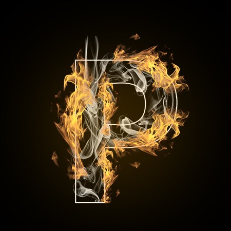 炫酷火焰烟雾光效字母P艺术字