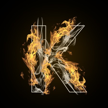 炫酷火焰烟雾光效字母K艺术字
