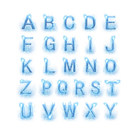 蓝色水晶电水英文字母合集艺术字