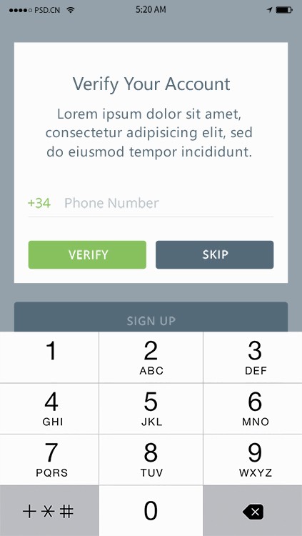 国外app登陆手机验证界面UI设计素材