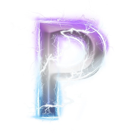 炫酷紫色蓝色闪电字母P艺术字