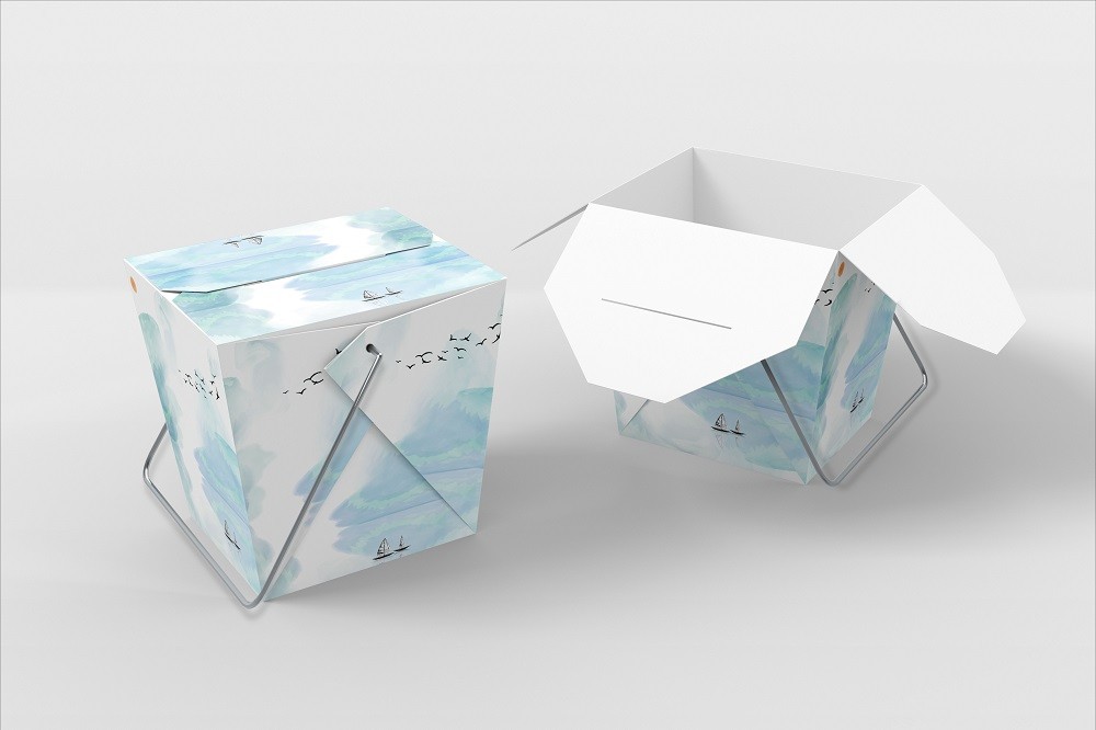 手绘清新风一次性快餐包装盒设计