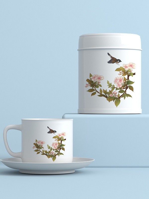 白色简约风茶叶罐茶杯包装设计