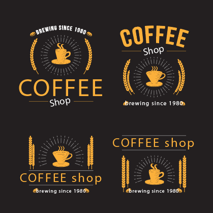 黄色卡通创意咖啡杯咖啡logo矢量素材