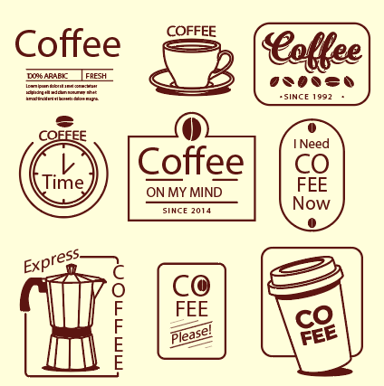 简约棕色手绘咖啡店logo矢量素材