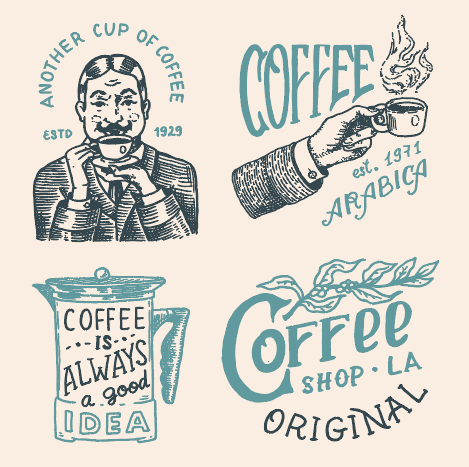 卡通深绿色咖啡logo设计矢量素材