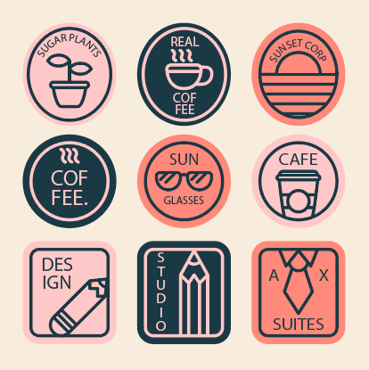 彩色潮流图标咖啡店logo设计矢量素材