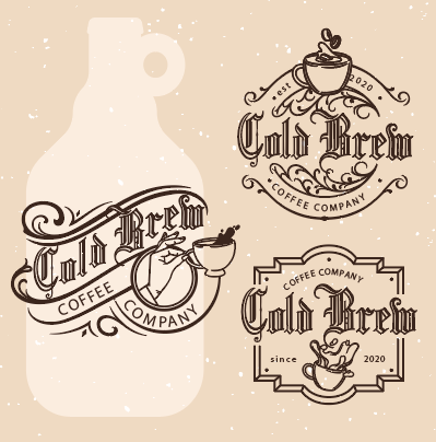 古典淡雅棕色咖啡店logo设计矢量素材