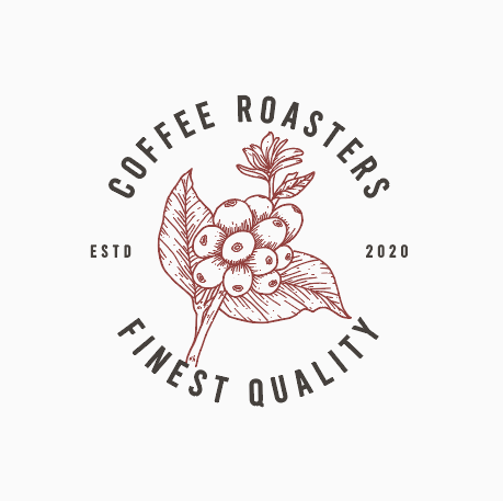 简约红色植物咖啡店logo设计矢量素材