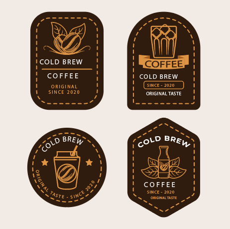 经典淡雅棕色咖啡店logo设计矢量素材
